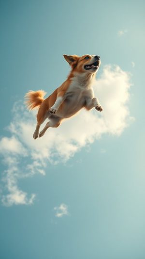 Flying dog in sky