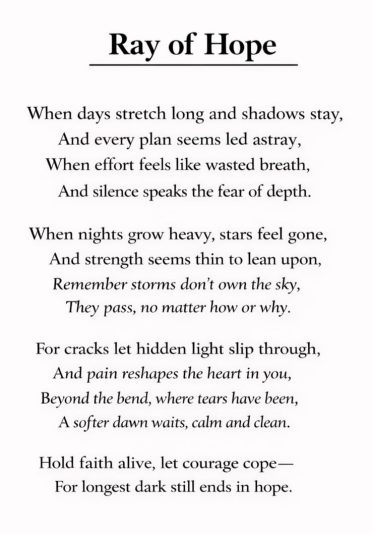 Ray of Hope Poem